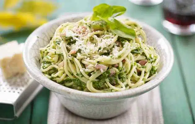 spaghetti spinaci-pancetta