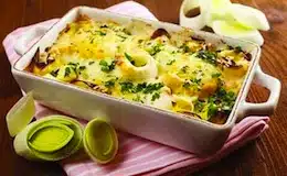 patate e porri al gratin