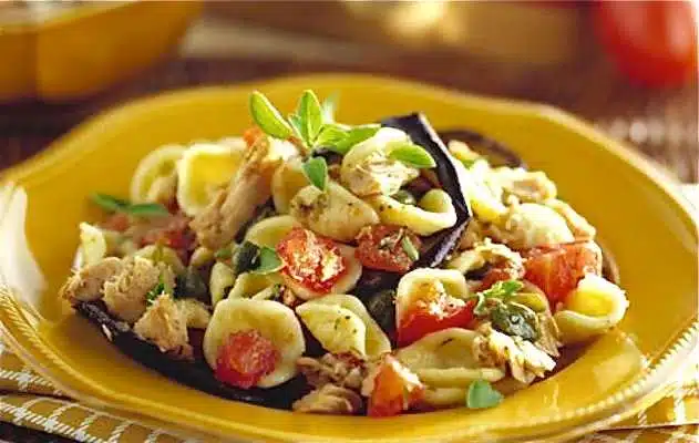 insalata di orecchiette e melanzane