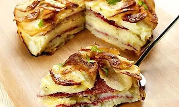Tortino di patate e salame