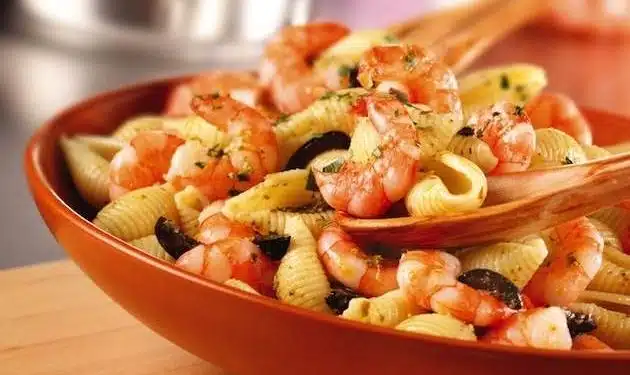 pasta fredda gamberi olive nere