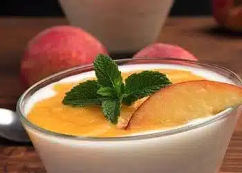 Mousse di pesca senza uova