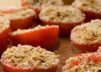 Pomodori rossi gratinati pangrattato e alici