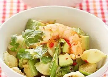 orecchiette fredde gamberoni e avocado