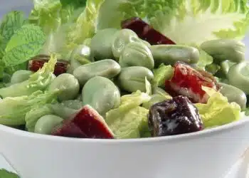 Insalata fave fresche menta e prosciutto