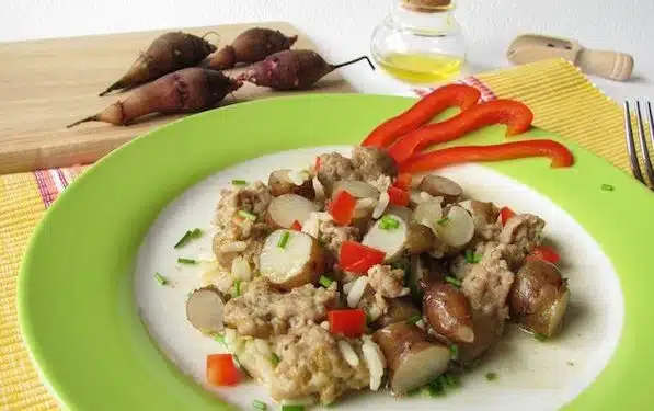 Topinambur ricetta con carne e riso