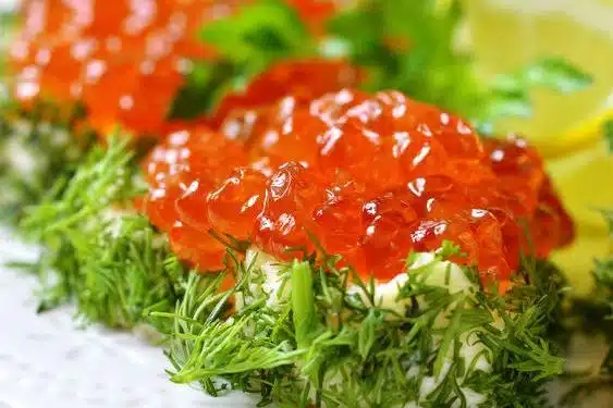 antipasto caviale aforma di cuore san valentino