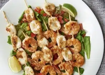 spiedini calamari e gamberi