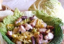 Verza in padella e polpo in isalata. Ricetta verza in padella e polpo in insalata