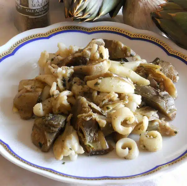 Carciofi e seppie in umido