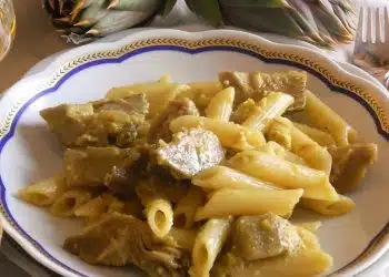 Penne e carciofi surgelati alla carbonara