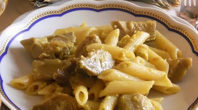 Penne e carciofi surgelati alla carbonara