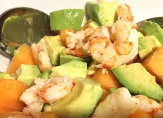 Gamberoni avocado e melone. Insalata | Ricetta veloce Gamberoni avocado e melone