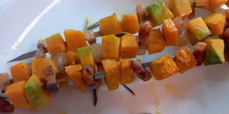 spiedini di zucca e pancetta al forno