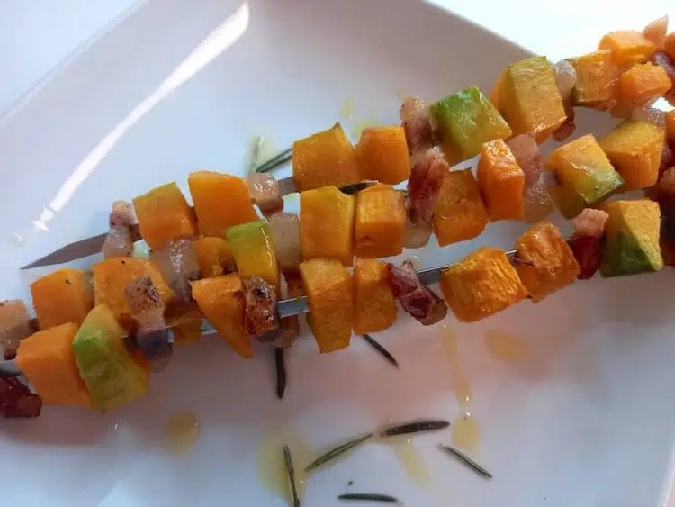 spiedini di zucca e pancetta al forno