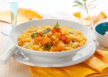 Risotto zucca surgelata salvia e lardo