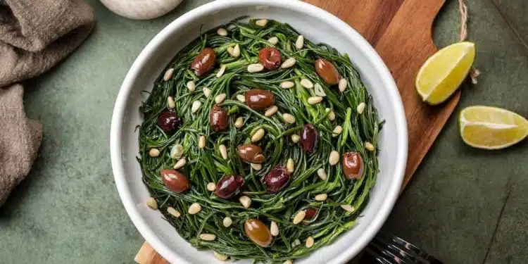 agretti bolliti ripassati con olive