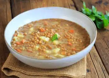 zuppa di lenticchie precoci e patate