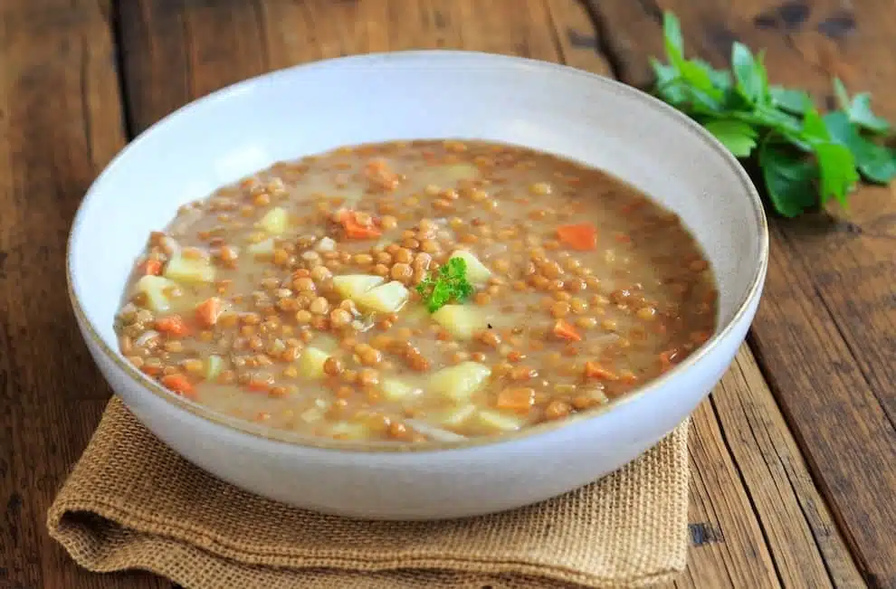 zuppa di lenticchie precoci e patate