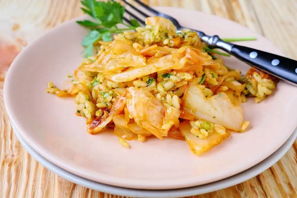 risotto con verza stufata
