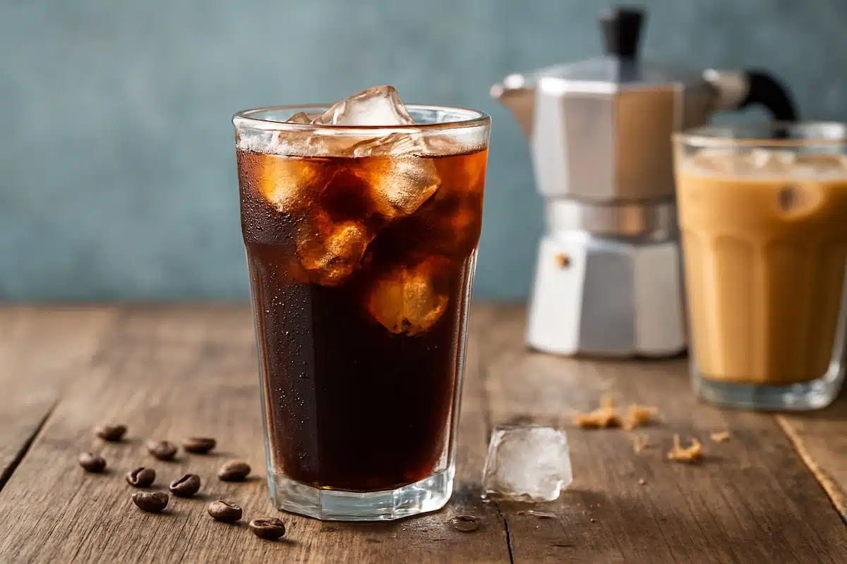 caffè freddo fatto in casa in bicchiere