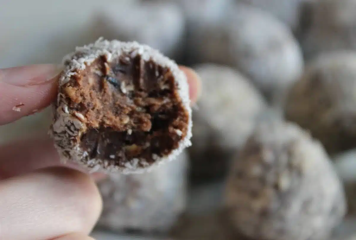 energy balls con avena datteri cacao e cocco fatti in casa