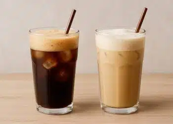 frappè al caffè fatto in casa con o senza latte in bicchiere