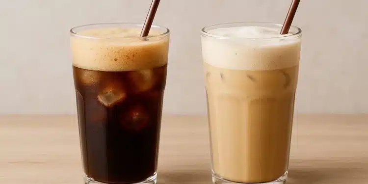 frappè al caffè fatto in casa con o senza latte in bicchiere