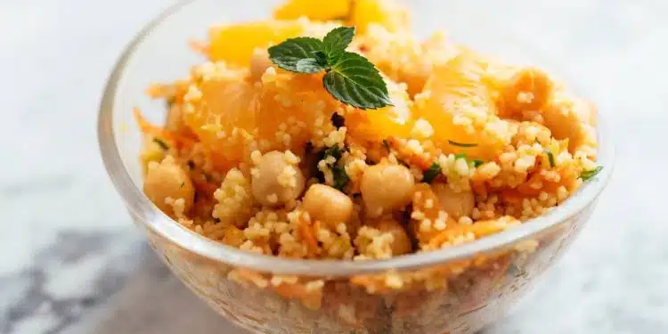 cous cous con ceci e arancia in insalata