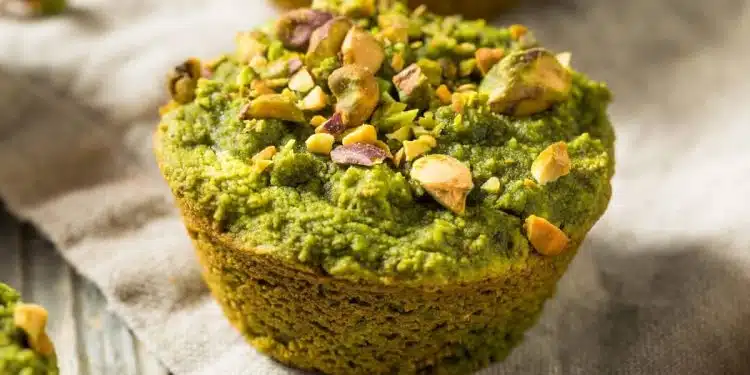 muffin al matcha e pistacchio