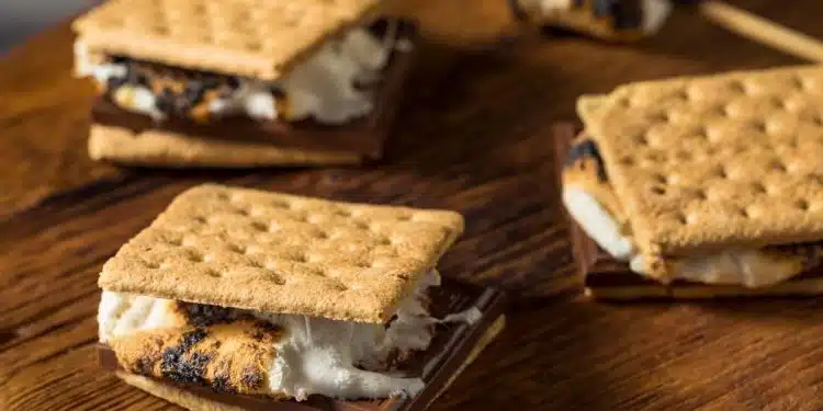 cracker con cioccolato e marshmallow