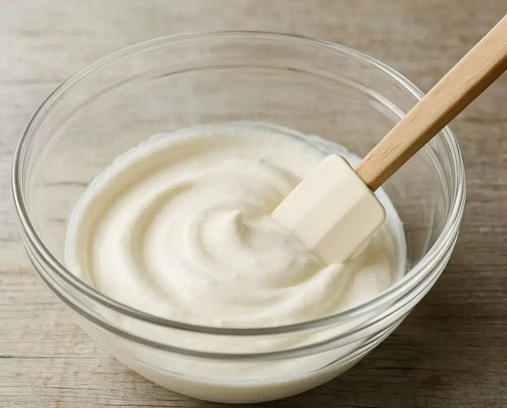 preparazione crema tiramisù con yogurt e panna