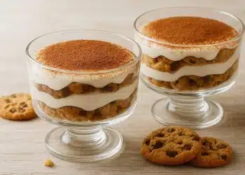 tiramisù con cookies e kefir in coppa