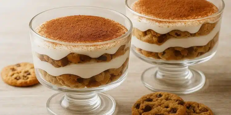 tiramisù con cookies e kefir in coppa