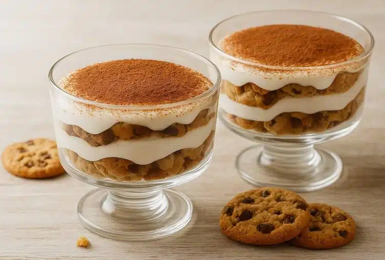tiramisù con cookies e kefir in coppa