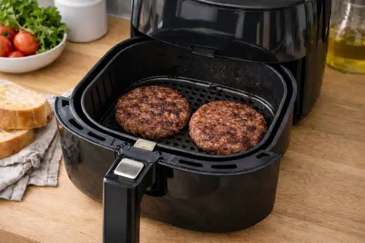 hamburger pronti in friggitrice ad aria
