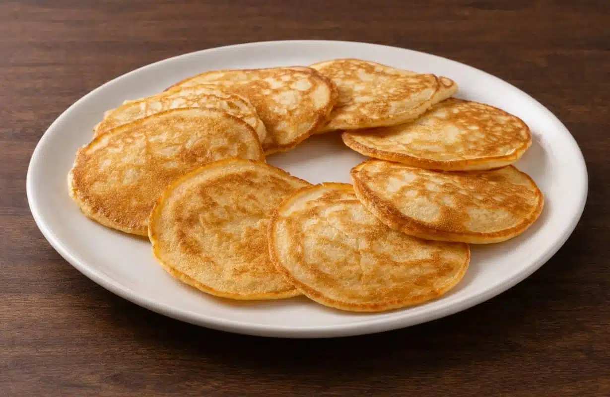 pancake senza lievito serviti in un piatto bianco