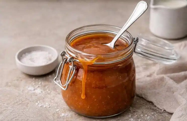 caramello salato fatto in casa dentro una vasetto