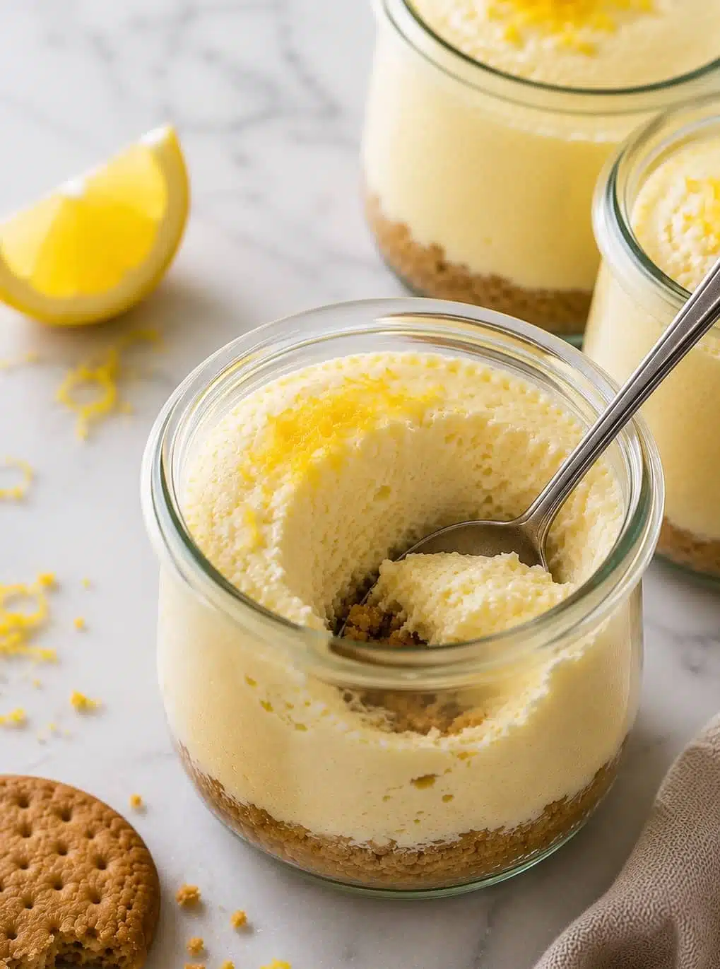 cheesecake al limone servita nel vasetto
