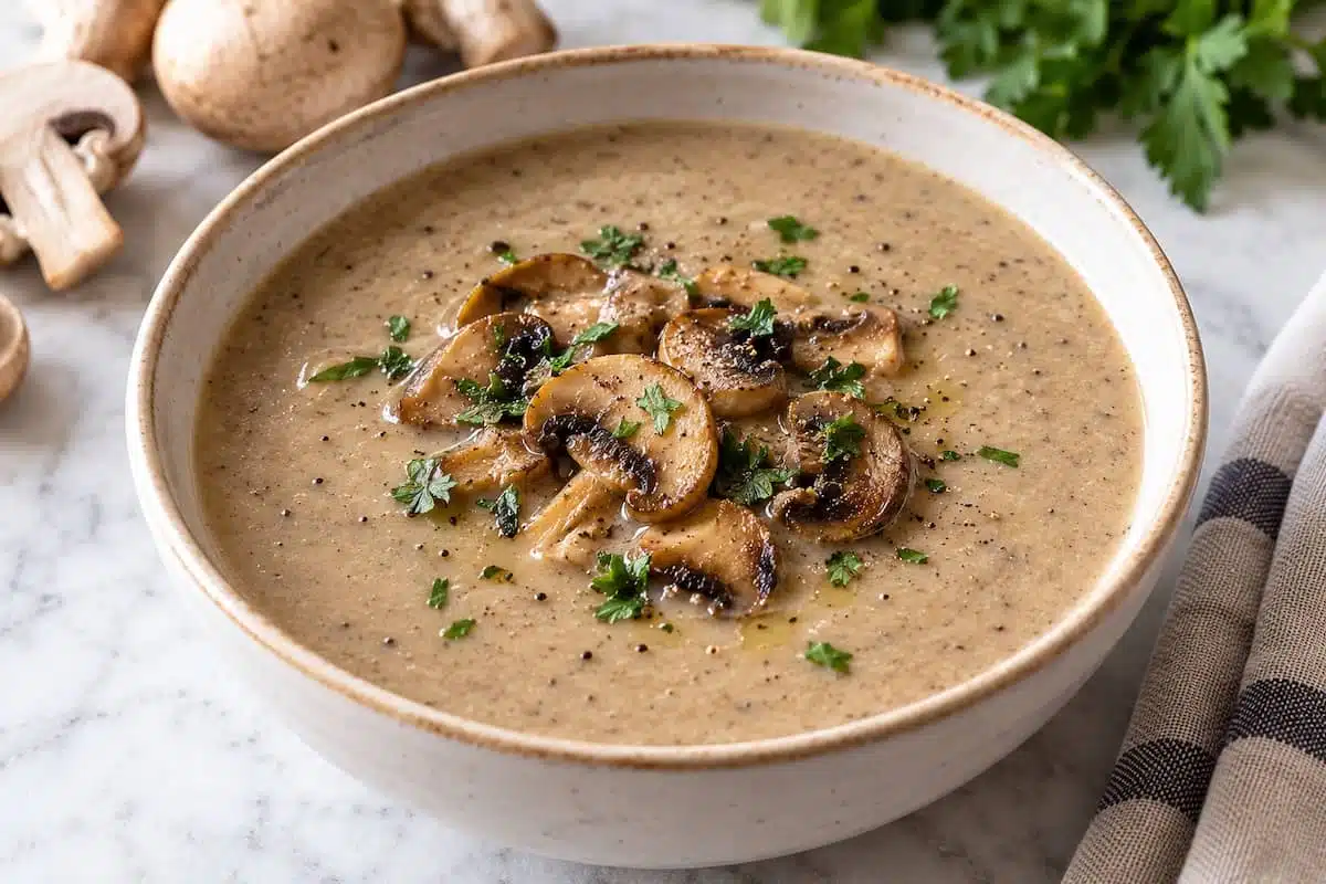 vellutata di funghi champignon